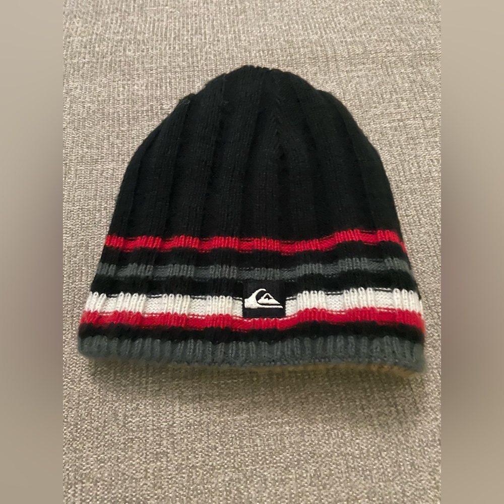 Vintage reversible Quicksilver striped beanie OS